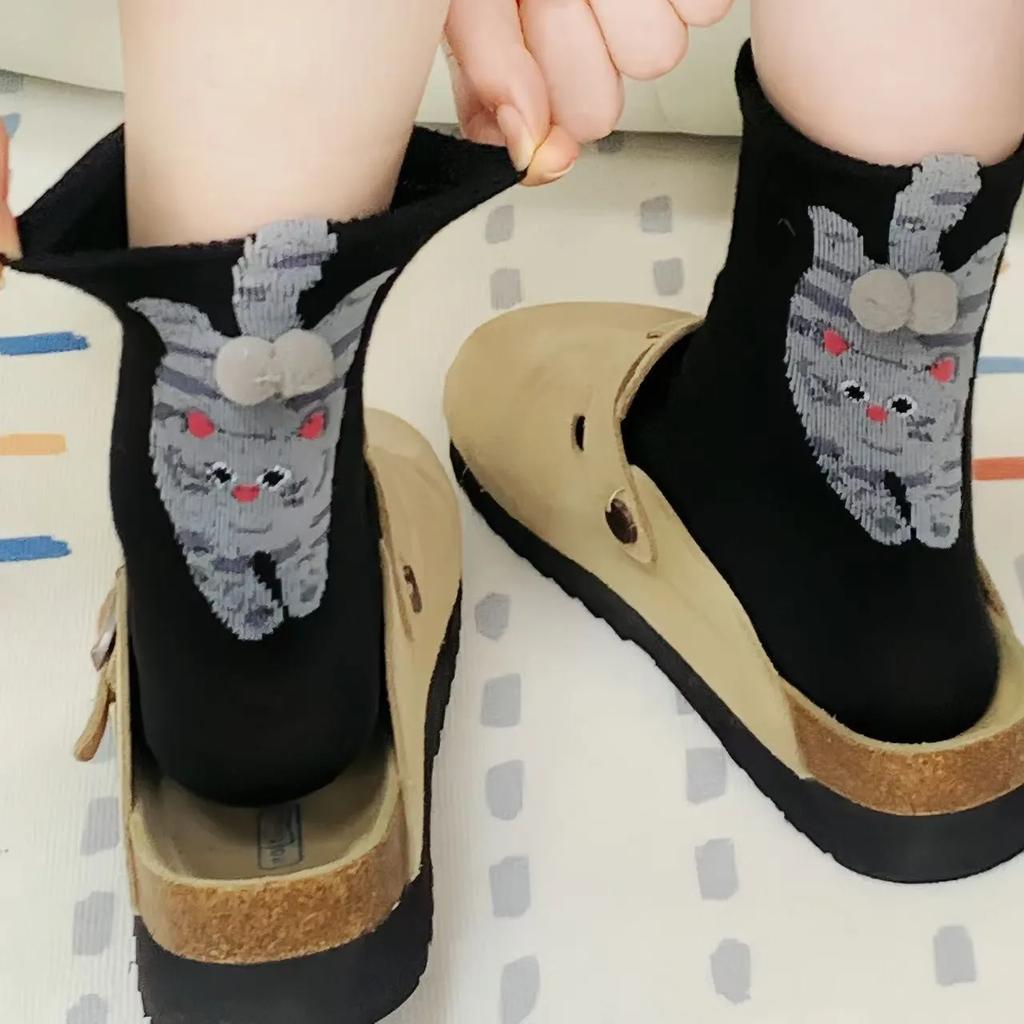 Summer Abstract 3D Cat Egg Socks Cute Handmade Egg Socks Cat Funny Medium Socks Female Long Socks Female Knitted Socks