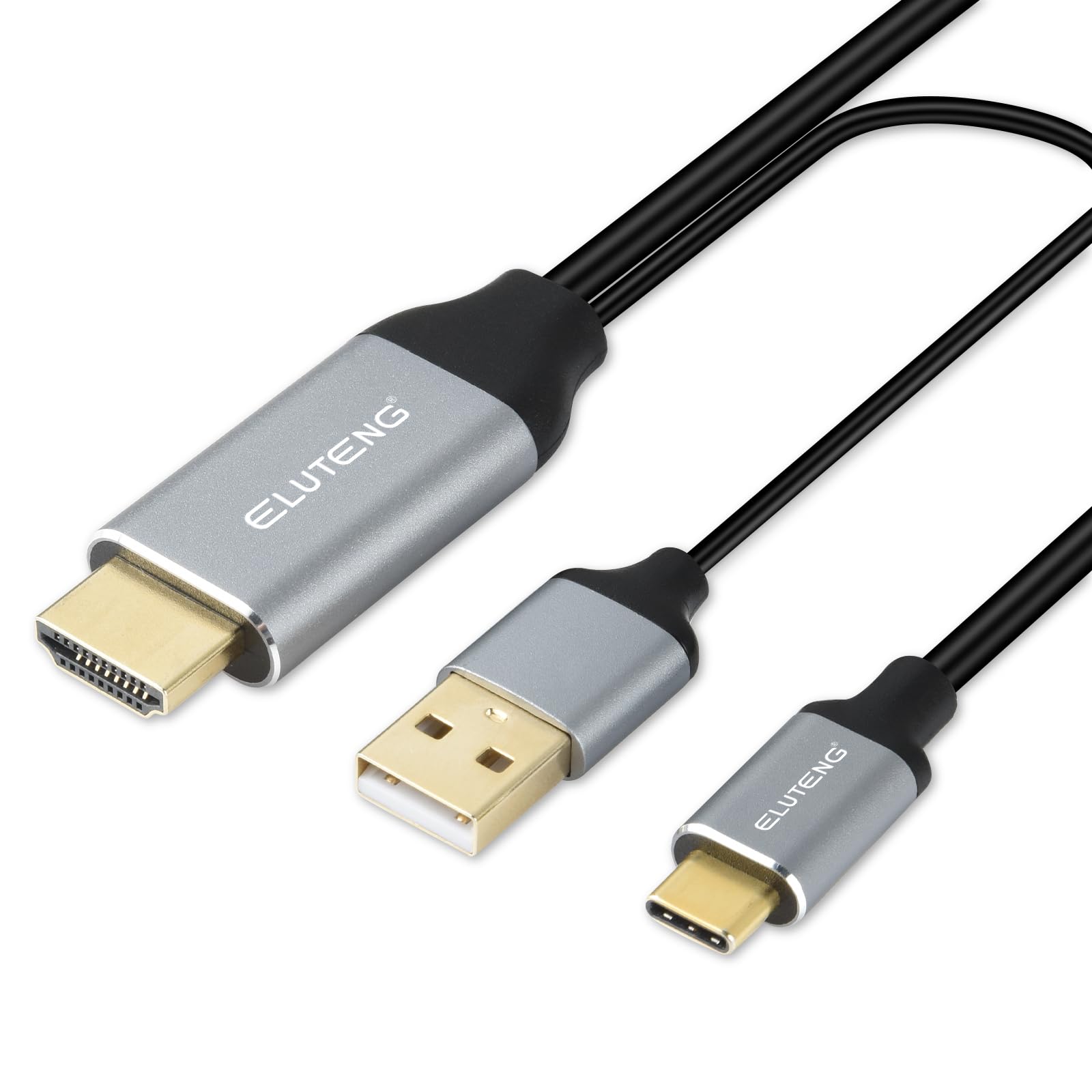 

ELUTENG HDMI - USB C кабель-переходник 4K 60 Гц 2 м HDMI Male - TYPEC Male 3 в 1 USB порт зарядки аудио передача монитора удлинитель USB C - HDMI - USB