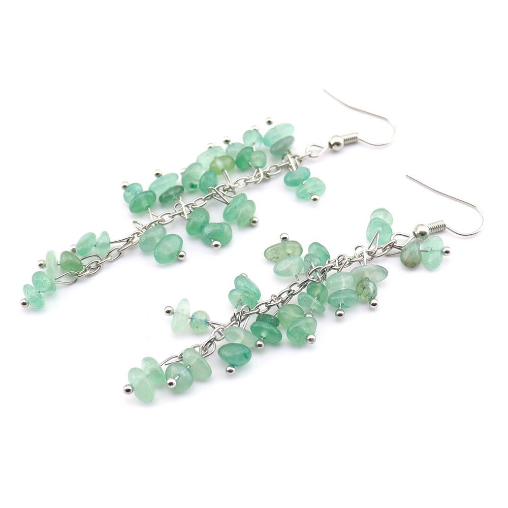 Tiktok Live Stream Supply Natural Crystal Stone Earrings, Pure Handmade Gravel Tassel Long Earrings Manufacturer E75
