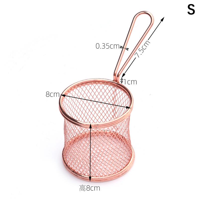 1Pcs Carbon Steel Frying Basket Multifunctional Mini French Fries Frying Basket Creative Round Oil Separated Frying Basket