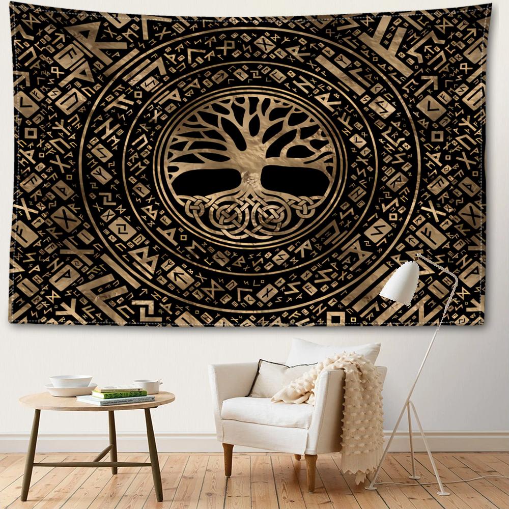 Rune Tree Of Life Tapestry Wall Hanging Abstract Art Hippie Tapiz Witchcraft Mysterious Living Room Background Cloth Home Decor
