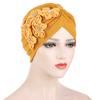 Women Flowers Ruffle Turban Caps Muslim Elastic Pearls Headscarf Bonnet Ladies Hair Accessories Indian Cap Turbante Mujer
