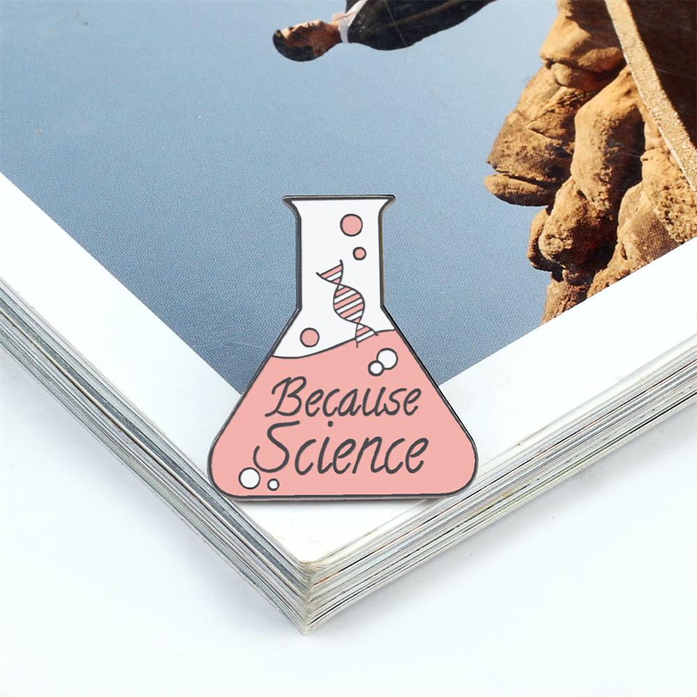 Cartoon Science Brooch Cute Funny Chemical Scientific Experiment Test Tube Beaker Enamel Pin for Student Bag Lapel Badge Jewelry