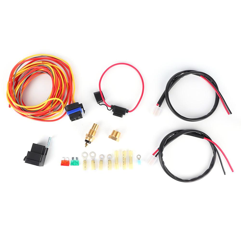 Electric Cooling Fan Wiring Harness Kit Dual Single 165 185 W Thermostat 40 AMP Relay