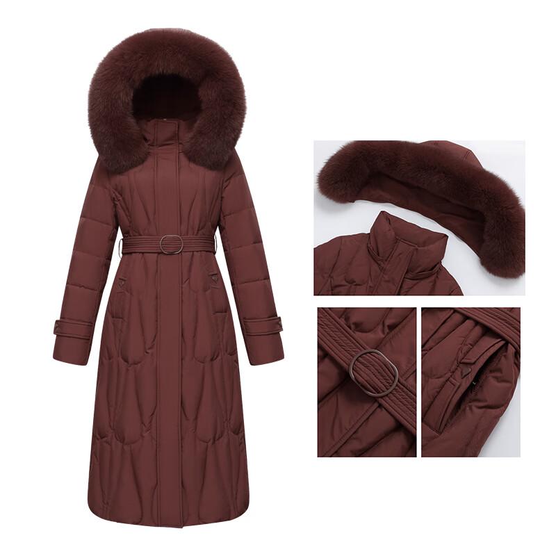 Yalu Women's Winter Hooded Slim-Fit Down Jacket with Fur Collar