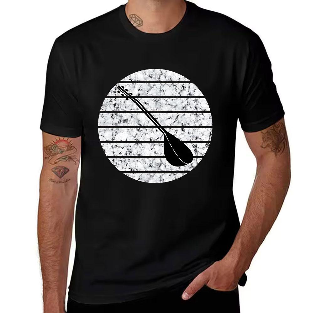 Unisexs Cotton Tshirt With Retro Lute Print Casual Crew Neck Short Sleeve Tee Vintage Music Instruunisext Graphic Top For Daily We