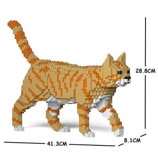Create realistic animal sculptures with this building block toy featuring a brown tabby cat strolling around. Dimensions: 40.6 x 8.1 x 29.2 cm (16.5