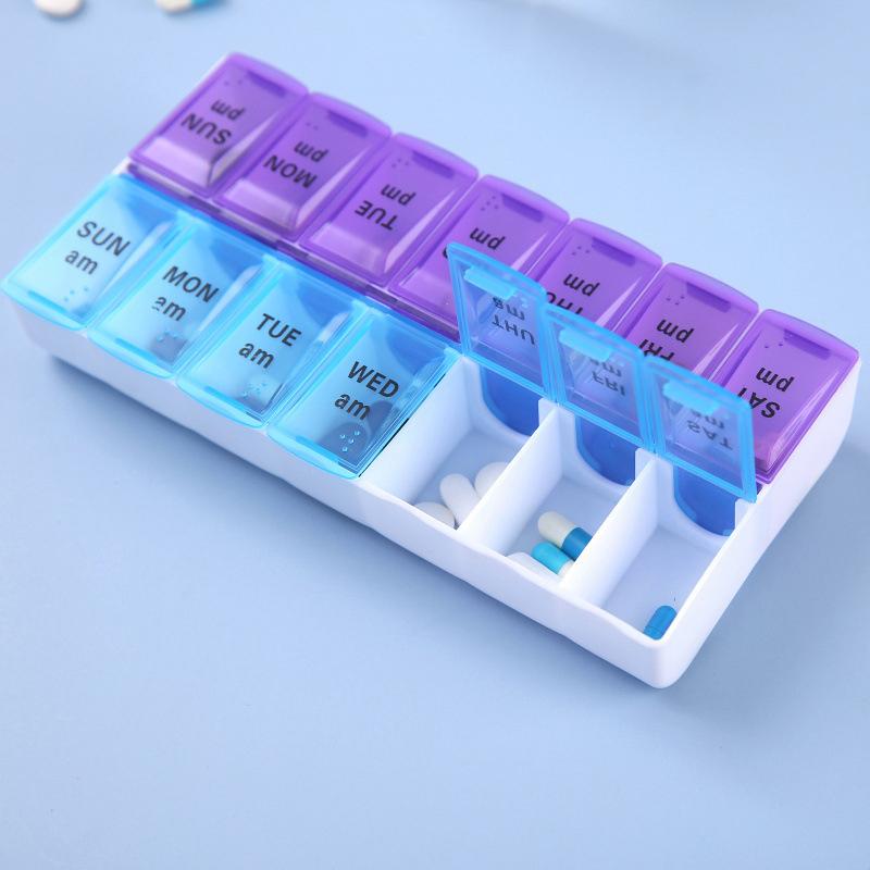 7 Days A Week Pill Organizer Morning And Night Holder Storage Box Splitter Travel Medicine Portable
