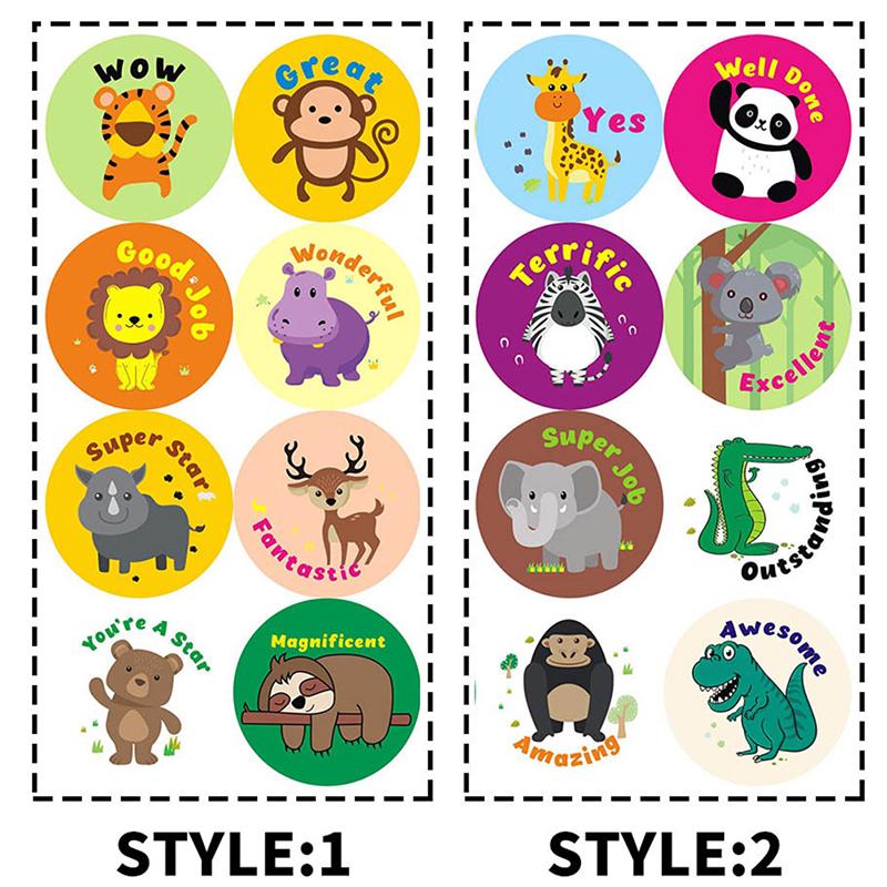 500 Stück/Rolle Niedliche Cartoon-Tiere Aufkleber Journal Scrapbooking Belohnungsaufkleber