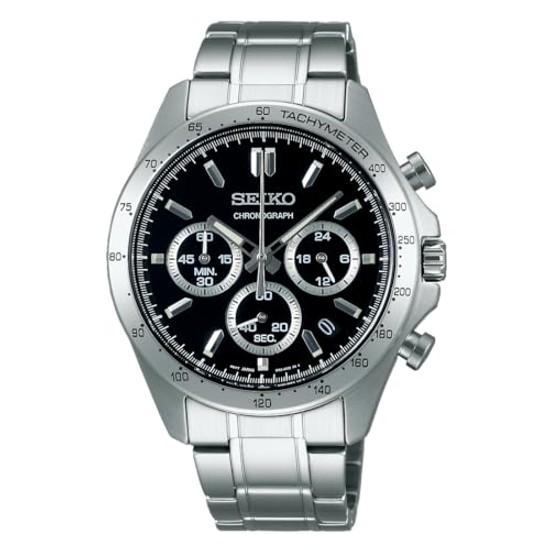 SEIKO SELECTION SBTR013 Ανδρικό Ρολόι Μπαταρίας Χαλαζία Χρονογράφος Ημερομηνία Ημερολόγιο 24ωρη Δείκτης Μαύρο Καντράν Ανοξείδωτο Ατσάλι