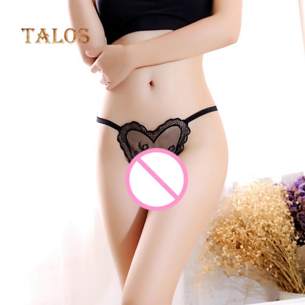 Sexy Women Solid Color Honeymoon G-String Heart Shape Underwear Thong Panties Low Waist Briefs