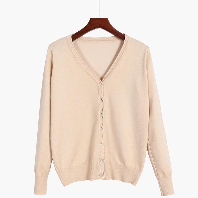 Women's Spring and Fall Cropped Cardigan Clothing Blouses Long Sleeve Korean Knitted Sweater