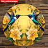 2D Flat 20*20cm 1pc Retro Hummingbirds Flying Under Yellow Flowers Scenery Round Wooden Door Sign, Nostalgic&Beautiful Pendant For Cafe Garage Window