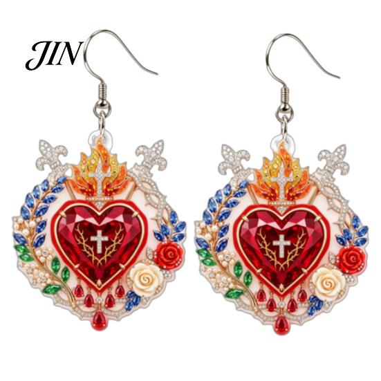 Little Black Dress Earrings 1 Pair Faux Crystal Heart Earrings, Red Baroque Drop Earring, Versatile Fashion Large Dangle Victoria Halloween 1 Pair
