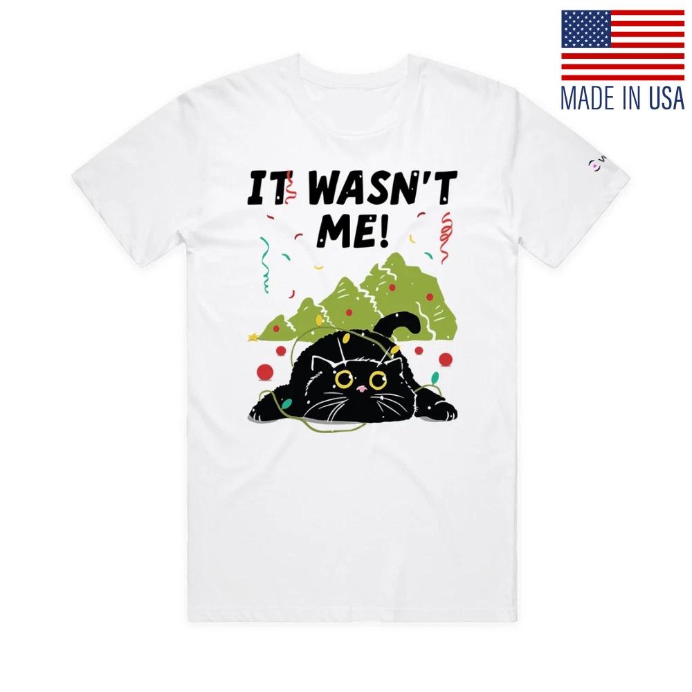VOICEART Cat Pulled Down The Christmas Funny Graphic T-Shirt for Holidays L