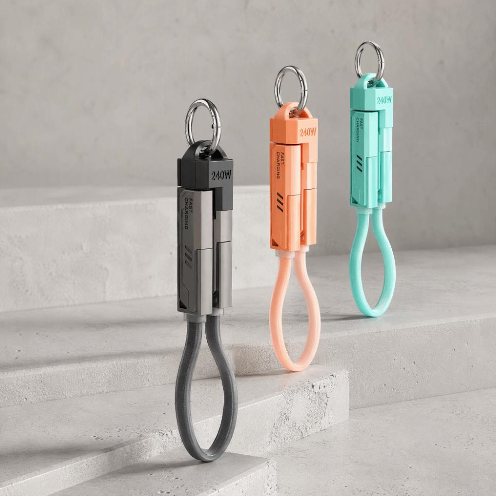 240W PD Fast Charging Cable 4 in 1 Portable Fast Charging Cable 240W Keychain Travel