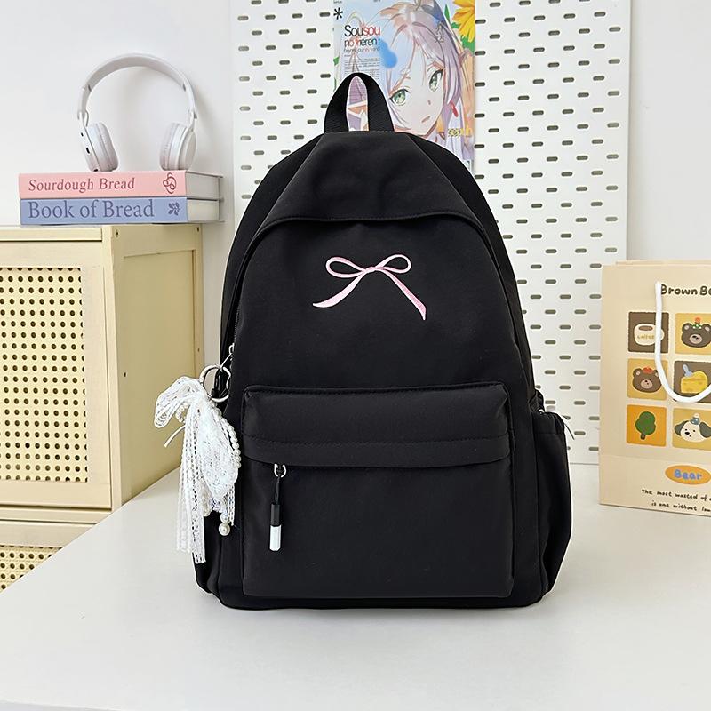 Schoolbag College Student Backpack Junior High School Student Computer Bag Korean Version Simple Girl Bow School Bag Large Capacity Backpack Female