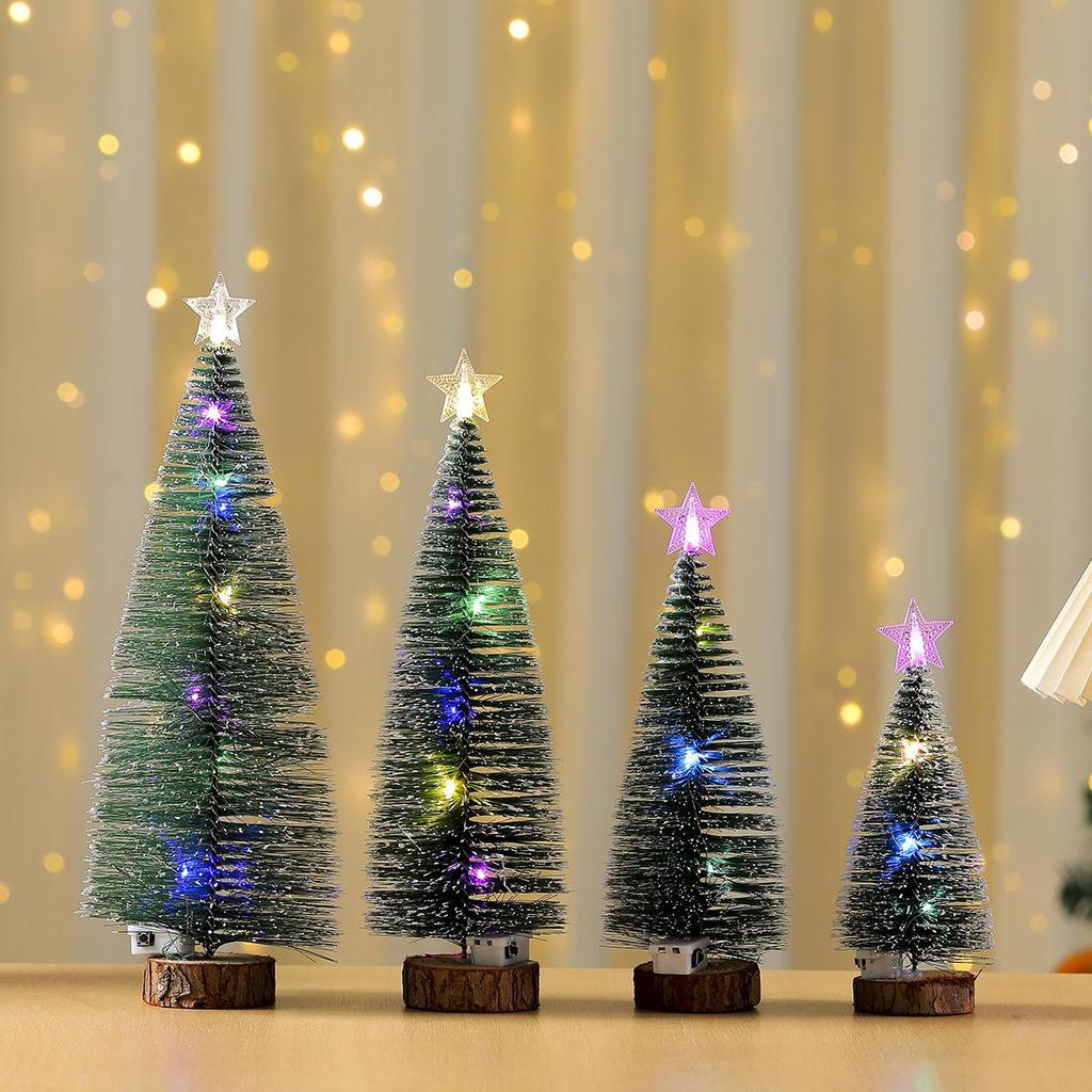 Glowing Flocked Cedar Desktop Christmas Tree Ornament