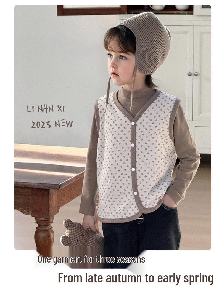 88301 Kids' Fashionable Fleece Vest - 2025 Autumn/Winter Warm Sleeveless Jacket