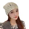 Crochet Slouchy Beanie Hat Handmade Knit Cutout Floral Skull Cap Cotton Knitted Breathable Summer Hats for Women