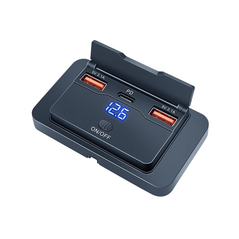 

96 Вт 12 В USB-розетка Двойной USB-C 30 Вт и QC 3.0 18 В 4-портовая панель гнезда автомобильного зарядного устройства с кнопочным переключателем для дома на колесах, автобуса, морского судна, мотоцикла