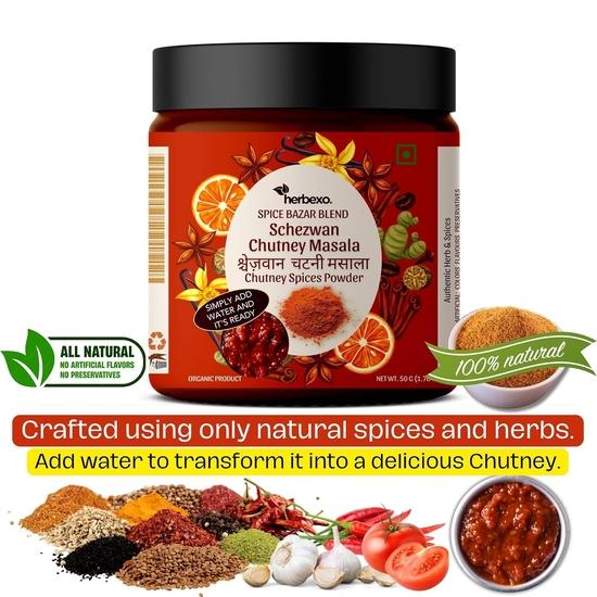 Schezwan Chutney Masala I Herbexo Schezwan Chutney Masala I Versatile Schezwan Seasoning Masala Sprinkler and Instant Chutney Mix