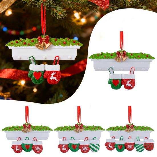 Christmas Pendant Bright Red Green Gloves Shape Festive Color Hanging Ornament Holiday Wall Decoration Gift