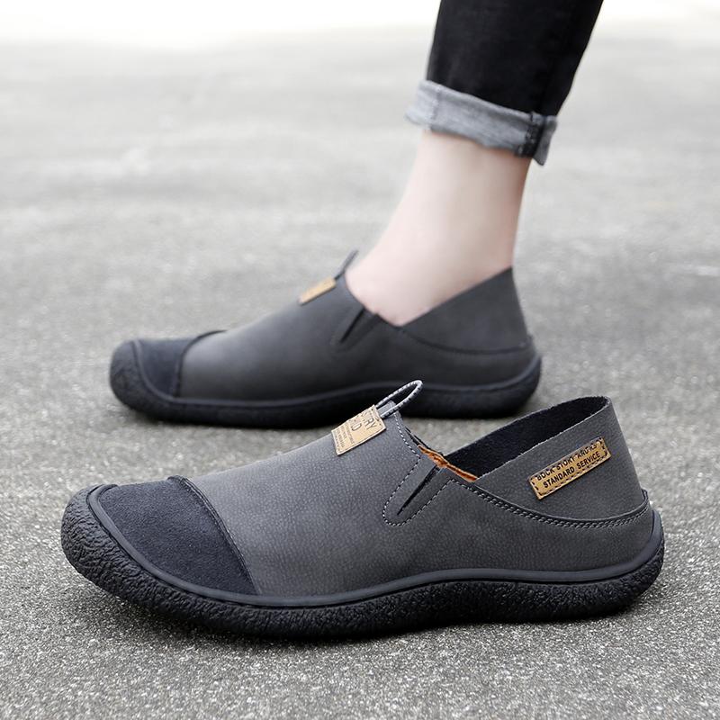 

Мужская кожаная обувь ручной работы повседневная походная обувь для прогулок на открытом воздухе обувь для вождения с широким носком большего размера 47 серый