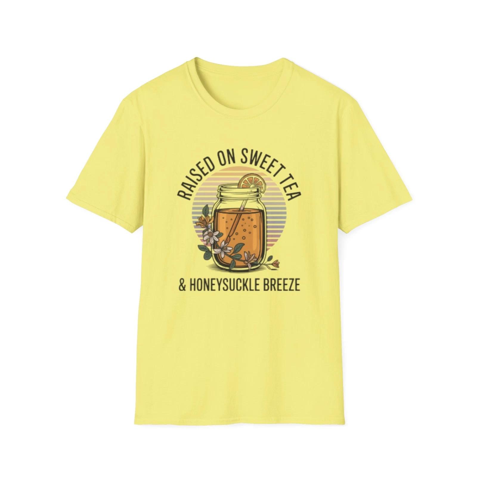 -Raised on Sweet Tea Honeysuckle Breeze T-Shirt | Mason Jar Iced Tea Design M