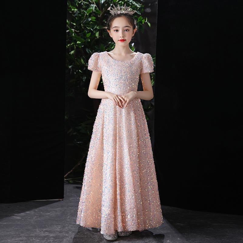 Girls Sequined Princess Formal Dress For Birthday Performance Pageant Flower Girl
