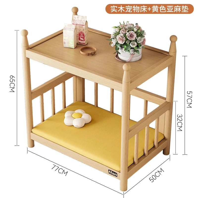Cuccia in Legno Nordico con Sponde Rialzate Letto Principessa per Animali Domestici Rialzata Resistente all'Umidità Casetta per Gatti Materasso Rimovibile Lavabile