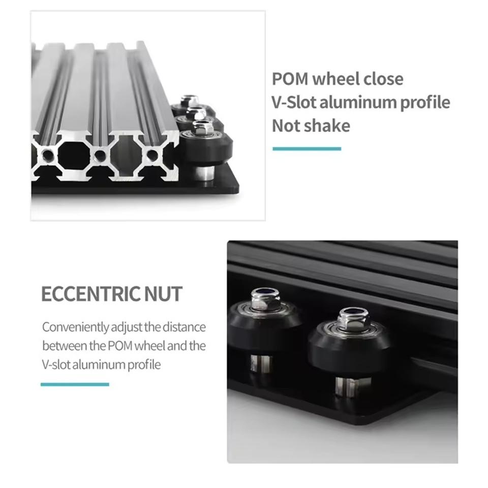 3D Printer Parts 20-80mm V-Slot Gantry Plate Set With 6 Wheels for Black Aluminium V-Slot Solid V POM Kit for CNC Machine Parts