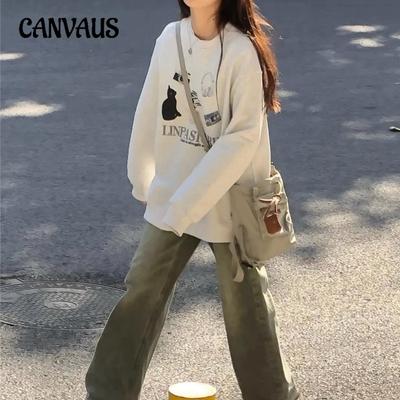 Autumn and Winter Women's Sweatshirt Round Neck Plus Size Loose Couple Thickened Padded Long-sleeved Tops