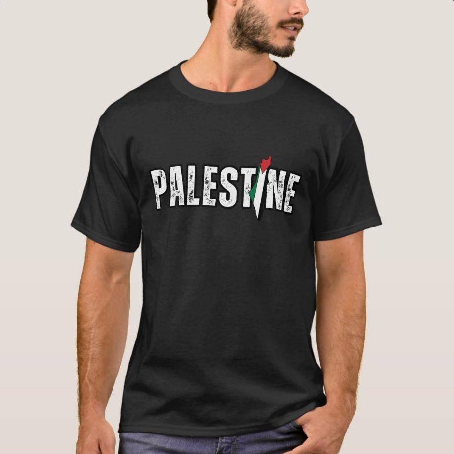 

Elegant Palestine Name with Palestinian Flag Map TShirt 100 Cotton ONeck Summer Short Sleeve Casual Mens Tshirt Size S3XL S