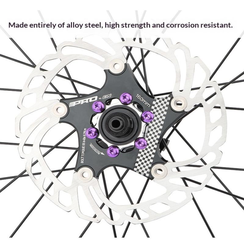12Pcs Bicycle Disc Brake Rotor T25 Red/Blue/Green/Purple/Gold/Plating Screws Steel Alloy For Road Bike 6-Bolt Plate