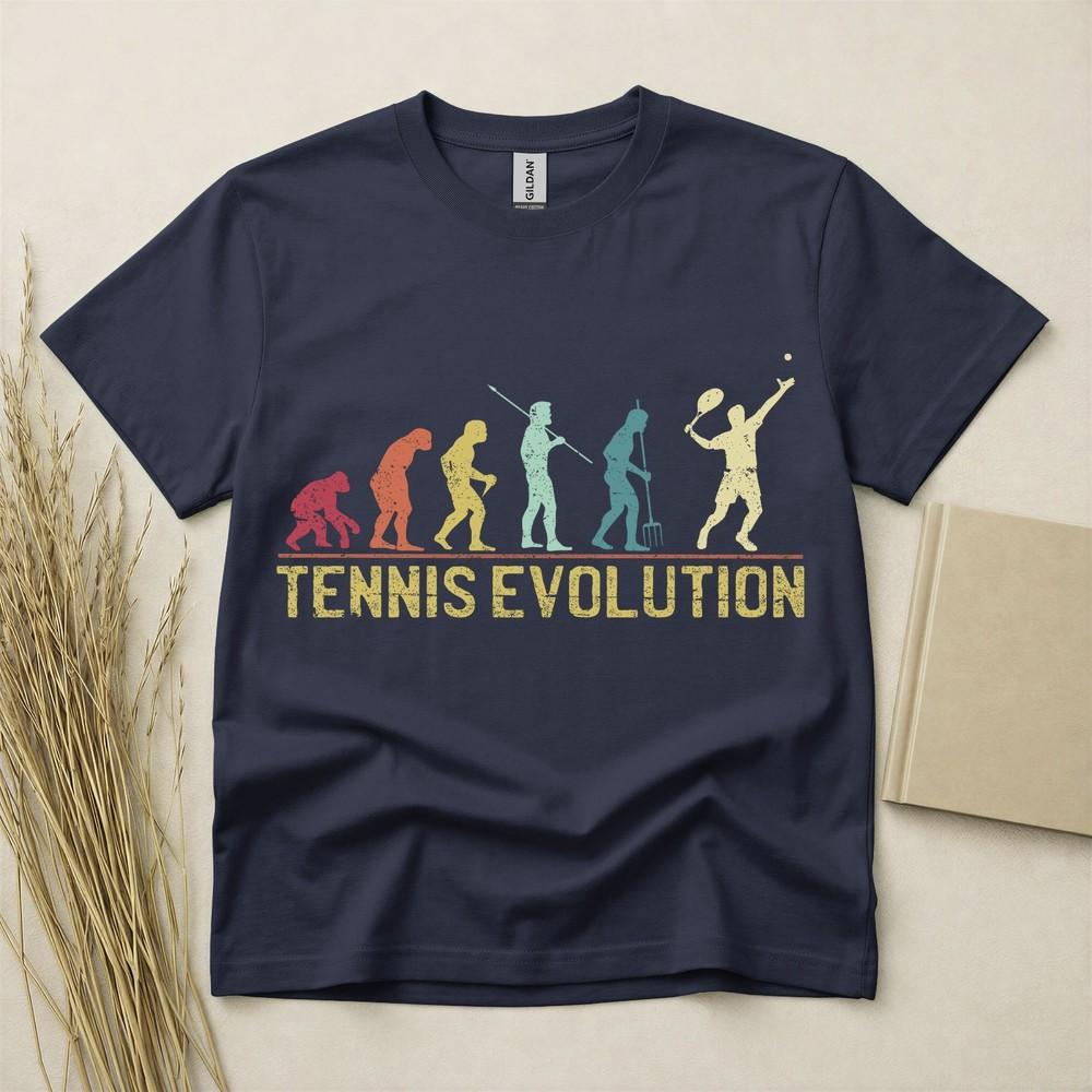 Tennis Evolution T Shirt Funny Tennis Gift Retro Sports Tee Gildan Cotton Top
