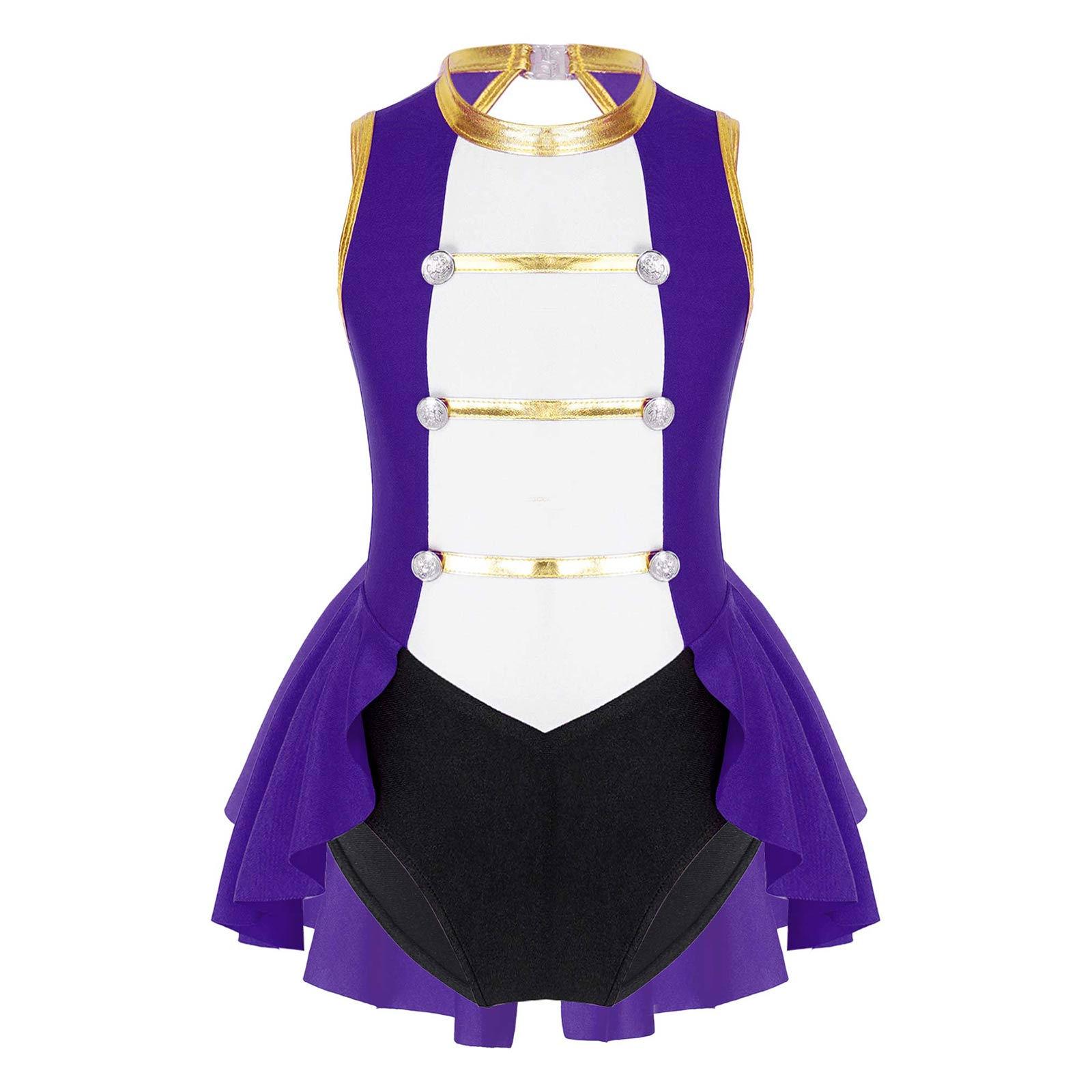 

Girls Circus Theme Cosplay Costume Sleeveless Hollow Back Vintage Buttons Color Contrast Jumpsuit Dress Up Performance Party 15-16 Years фіолетовий