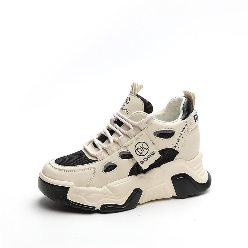 Модные 7 см натуральная кожа модные массивные кроссовки зима осень платформа танкетка — фото 8