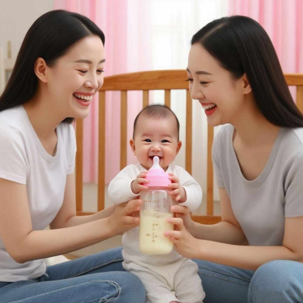 Food Grade Baby Milk Bottle PP Baby Bottle With Handle 270ml Baby Bottle  Feeding Supplies
