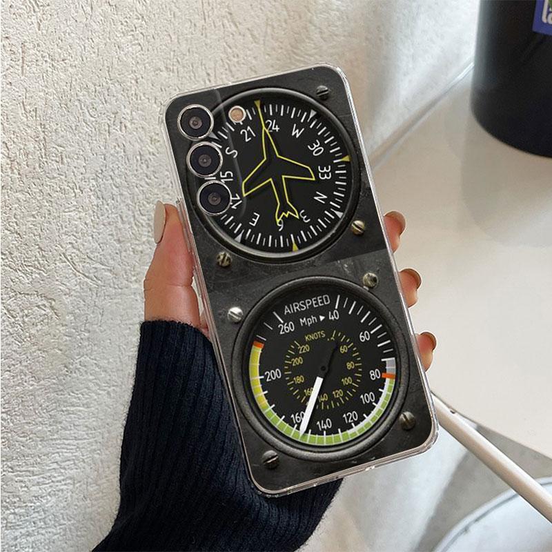 Clear Case For Samsung Galaxy S22 S20 FE S21 S23 Plus Note 20 10 Phone Shell Aviation Aeroplane Helicopter Cockpit Instrument