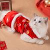Pet Cat Winter Warm Chinese Style Tang Suit With Gold Dragon Four-Leg Design Adult Kitten