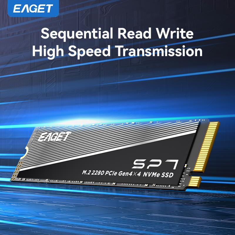 EAGET PCle Gen4x4 NVMe M.2280 SSD Bis zu 7400MB/s Hochgeschwindigkeits-internes Solid-State-Laufwerk für PC, Laptop & Gaming, ultraschnelle Datenübertragung