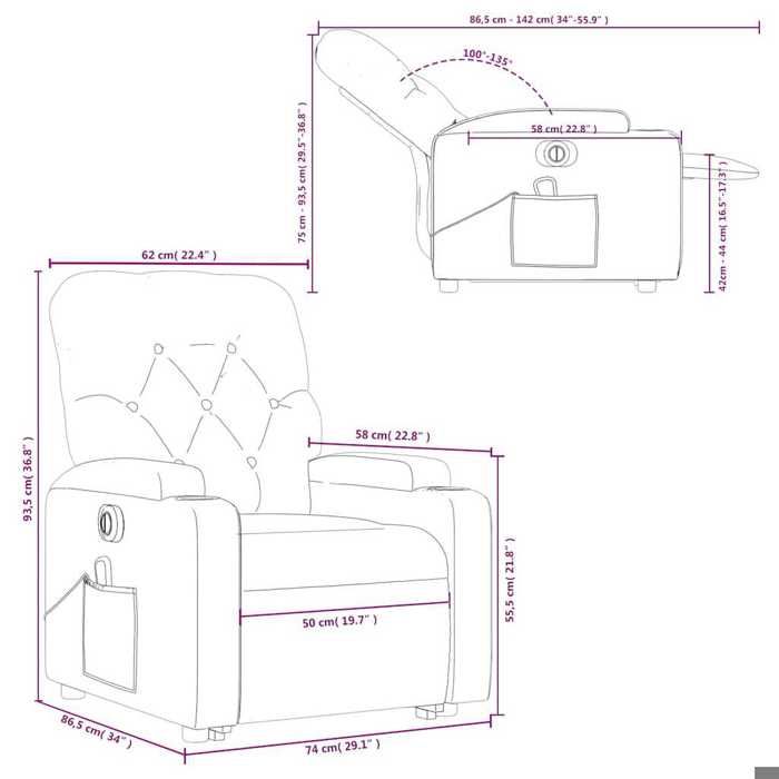 VidaXL Electric Massage Recliner Armchair Grey Faux Leather 3204796