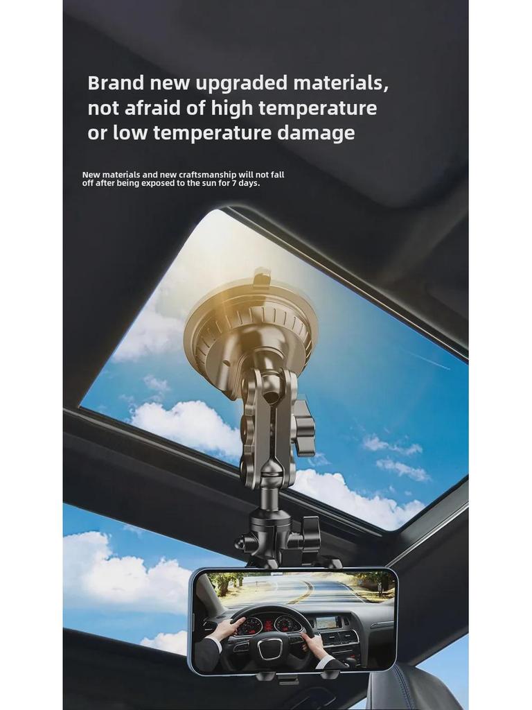 Two-in-One Car Phone Holder with Strong Suction Cup and Multi-Angle Aluminum Clip