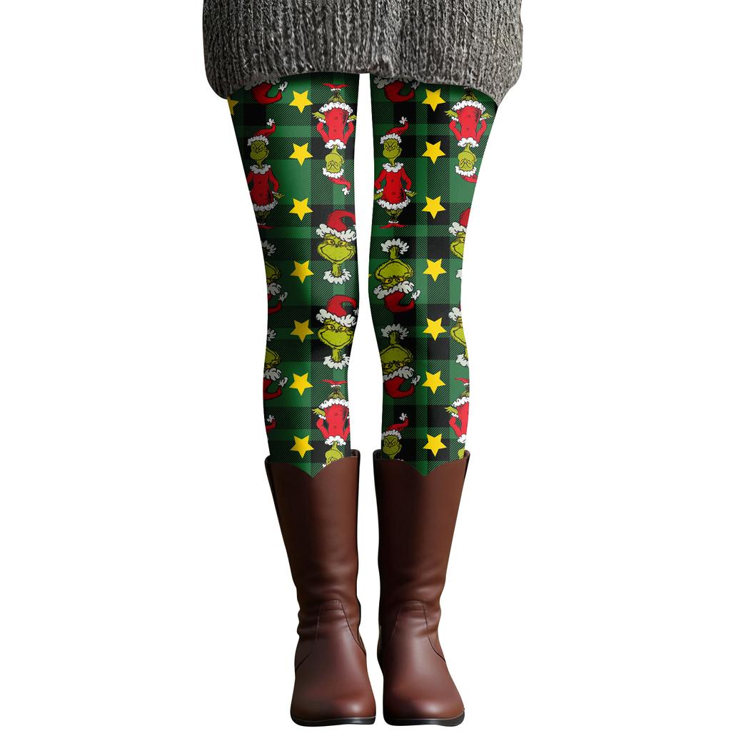 Women's Casual Fashion Outdoor Christmas Printed Slim Elastic Yoga Pants Cropped Pants