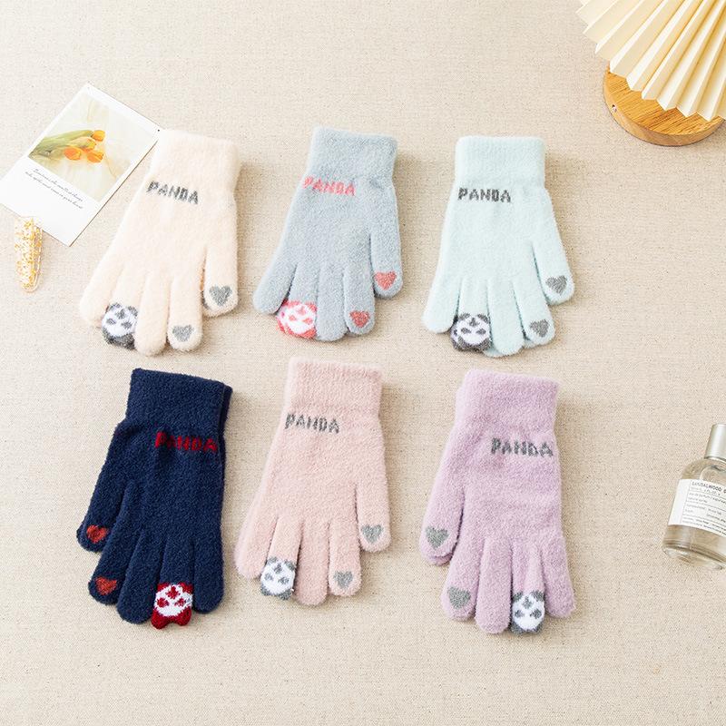 Women's Winter Gloves - Cute Fleece-Lined Warm Touchscreen Cycling Gloves with Five Fingers