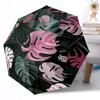 Tropical Leaf Pattern Compact Travel Automatic Umbrella Compact & Durable 8-Rib Design Foldable Design for Outdoor Daily Use Elegant Umbrella