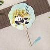 Hand-painted Chinese Style Panda Bamboo Round Fan - 5 Pack