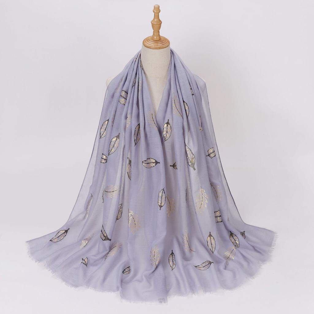 Ethnic Style Gold Foil Printed Scarf Soft Polyester Women S Fashion Scarf
