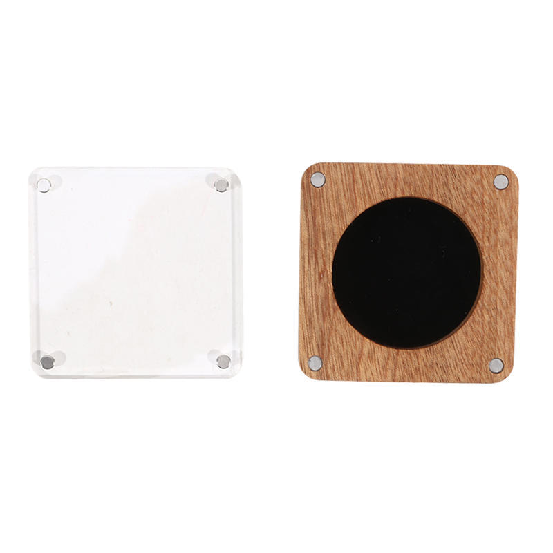 Boîte de présentation pour capsules de pièces en bois avec couvercle transparent Support de rangement compact pour pièces Étui de présentation pour dollar en argent